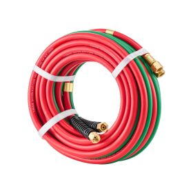 Oxygen Acetylene Hose, 1/4-Inch x 25FT Oxy Acetylene Hose with 9/16"-18 B Fitting, 300PSI T Grade Welding Cutting Torch Twin Hose