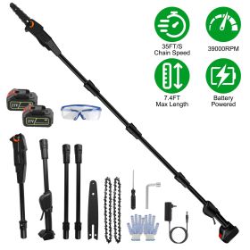 6in Cordless Pole Saw 7.4FT Maximum Extendable Length 35FT/S Speed Electric Pole Chainsaw 2Pcs 1.5Ah Batteries And Charger Included For Pruning T