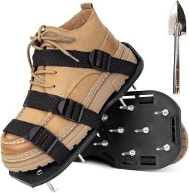 Lawn Aerator Shoes with Adjustable Strap and Heavy Duty Spikes for Grass Aerating Patio Garden One-Size-Fits-All Use for Yard Patio Lawn Garden B