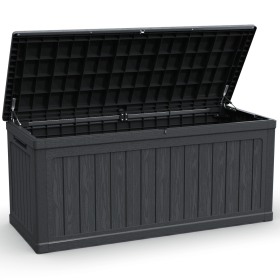 260 Gallon Large Outdoor Storage XXL Deck Box for Patio Furniture, Outdoor Cushions, Garden Tools and Sports/Pools Equipment, Waterproof Resin