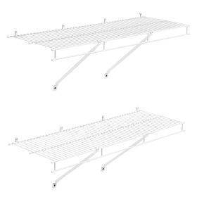Wire Shelf Kit, 3 ft, Set of 2, Wall Mounted Wire Shelves, Heavy-Duty Carbon Steel Hanging Shelf, Floating Wall Storage Shelves with Dip Coating