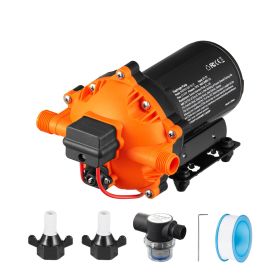 Water Diaphragm Pump, 12V DC, 5.5 GPM Flow, 70 PSI Rated Pressure (40-100 PSI Adjustable)