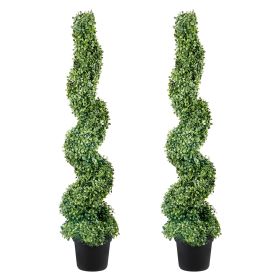 2 pcs. Artificial Boxwood Tower Topiary Spiral Artificial Plant 122cm high Decorative Plant Green Plastic PE Iron Topiary Plants incl. 10 pcs. Re