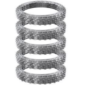 Razor Wires, 246 ft Razor Barbed Wire, 5 Rolls Razor Wire Fencing Razor Fence, Razor Ribbon Barbed Wire Galvanized Razor Wire Fence