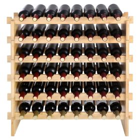 48 Bottle Stackable Modular Wine Rack, 6-Tier Solid Bamboo Wood Storage Racks, Floor Freestanding Wines Holder Display Shelf