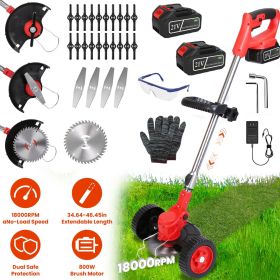 3 in 1 Electric Cordless Grass Wacker Battery Powered Grass Trimmer With Wheels Adjustable Head Extendable Length Rechargeable Lightweight Lawn T