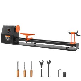 Tabletop Wood Lathe, Dimensions 14x40 inches, Motor Power 0.5 HP 370W, Features Variable Speeds 885/1245/1715/2425 RPM, Includes Chisels, Facepla
