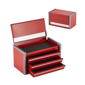 Metal Tool Box, 8.6-inch, Portable Metal Tool Box with 3 Drawers, Small Tool Chest with EVA Liners and PP Feet Pads