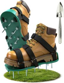 Lawn Aerator Shoes for Lawn, Soil Yard Aerator Tool with Hook & Loop Straps for Effectively Aerating (Material Type: Green-Shovel  Steel Spike)